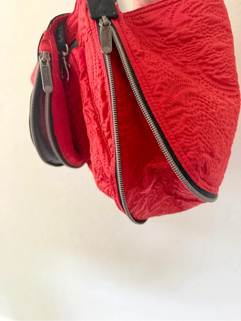 LeSportsac Red Colette Expandable Quilted Messenger Crossbody Bag